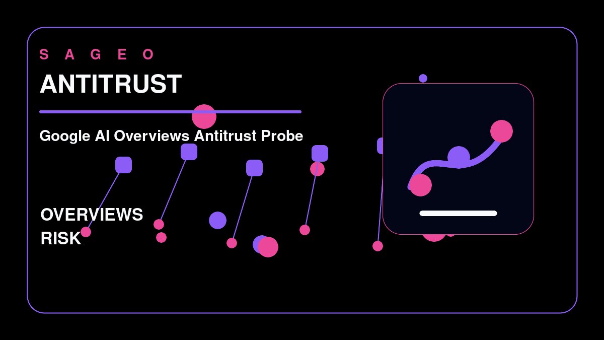 SAGEO bespoke thumbnail for Google AI Overviews Antitrust Probe