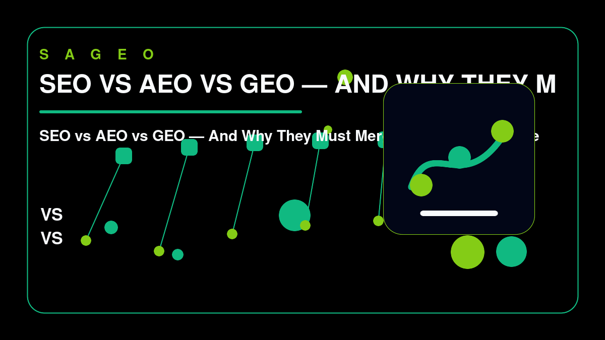 SAGEO bespoke thumbnail for SEO vs AEO vs GEO — And Why They Must Merge Into One Discipline